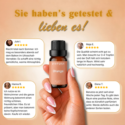 Ätherisches Raumduftöl "Sun-Kissed" in Orange, natürliche Duftöle von ꓓꓲꓝꓝꓳꓣꓥ™, flüssiges Öl in dunkler Flasche