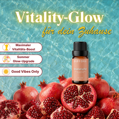 Natürliches Raumduftöl Granatapfel "Vitality-Glow" von ꓓꓲꓝꓝꓳꓣꓥ™ mit belebendem Duft und wohltuender Atmosphäre.