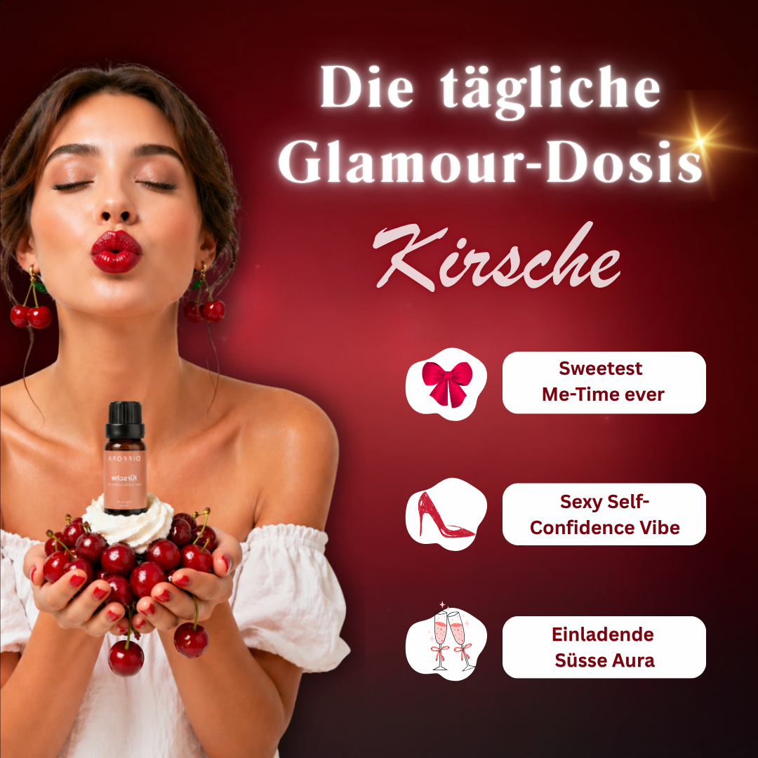 Raumduftöl "Sweet Cherry" von ꓓꓲꓝꓝꓳꓣꓥ™ mit Kirschen-Duft für frischen, fruchtigen Raumduft und angenehme Atmosphäre.