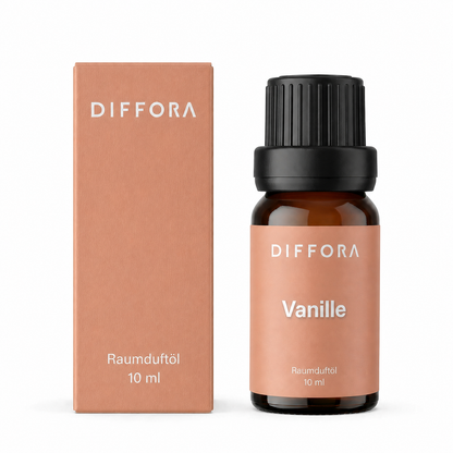 Ätherisches Vanille "Crème De La Crème" Raumduftöl von DIFFORA™ in einer Glasflasche, ideal für angenehmen Raumduft