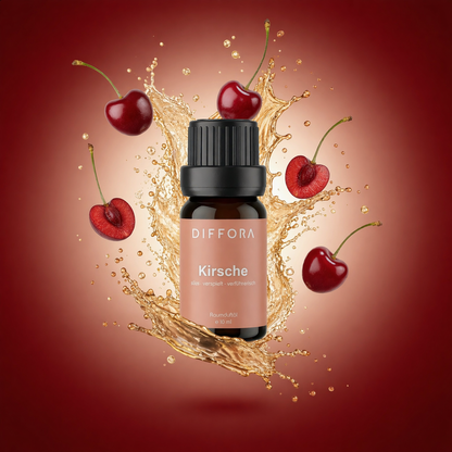 Duftholz mit Flasche des Raumduftöls "Sweet Cherry" von ꓓꓲꓝꓝꓳꓣꓥ™ in eleganter Verpackung