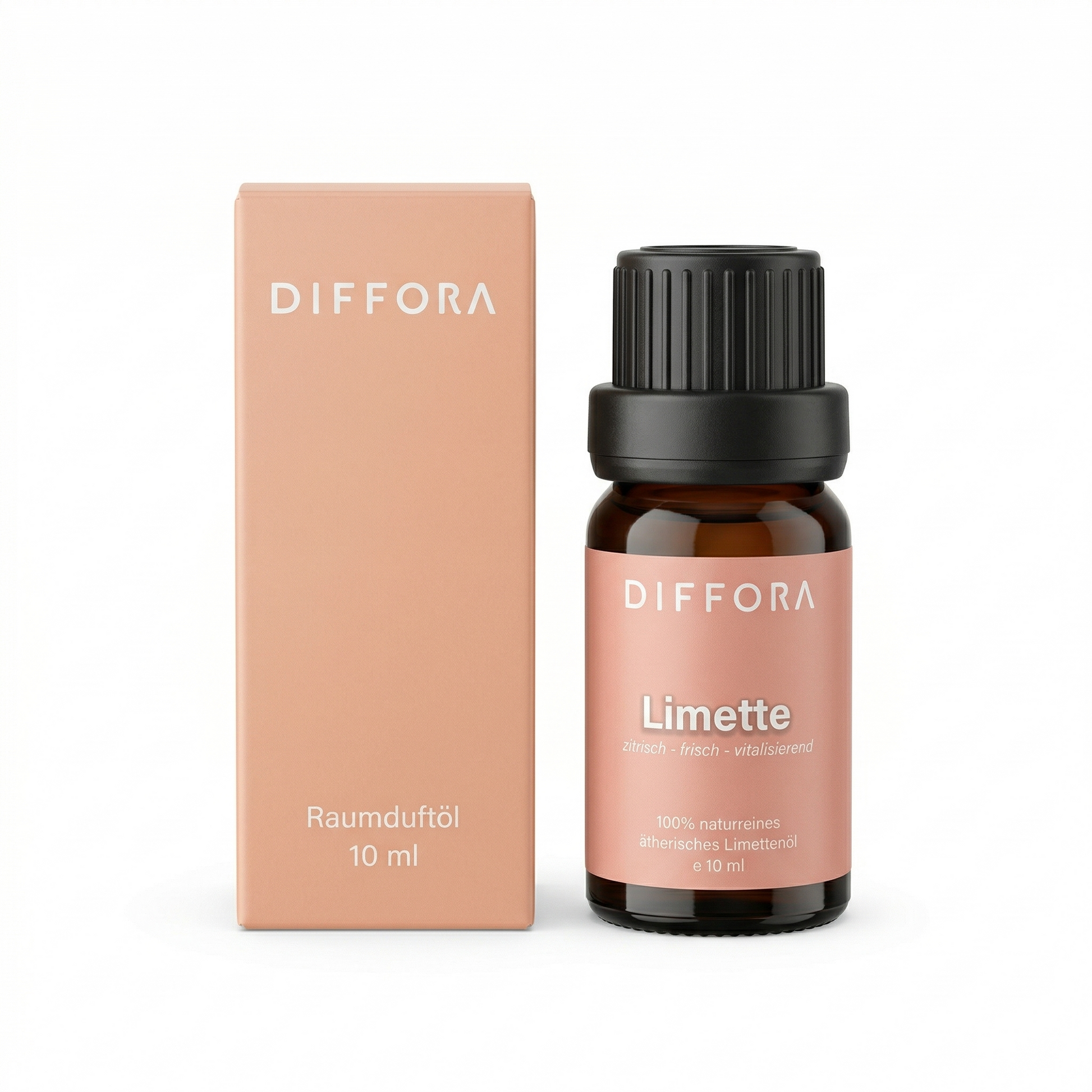Limette "Zitrus-Glow" Raumduftöl von ꓓꓲꓝꓝꓳꓣꓥ™ in einer Flasche mit frischer Limetten-Dekoration