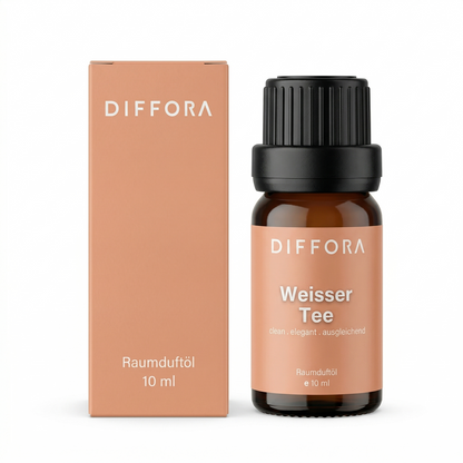 Weißer Tee "Zeitlose Eleganz" Raumduftöl von ꓓꓲꓝꓝꓳꓣꓥ™ in einer Flasche mit blumigem Design