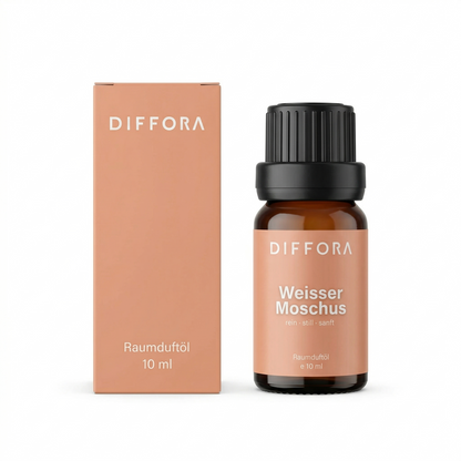 Weißer Moschus Raumduftöl "Pure Softness" von ꓓꓲꓝꓝꓳꓣꓥ™ in einer eleganten Flasche.
