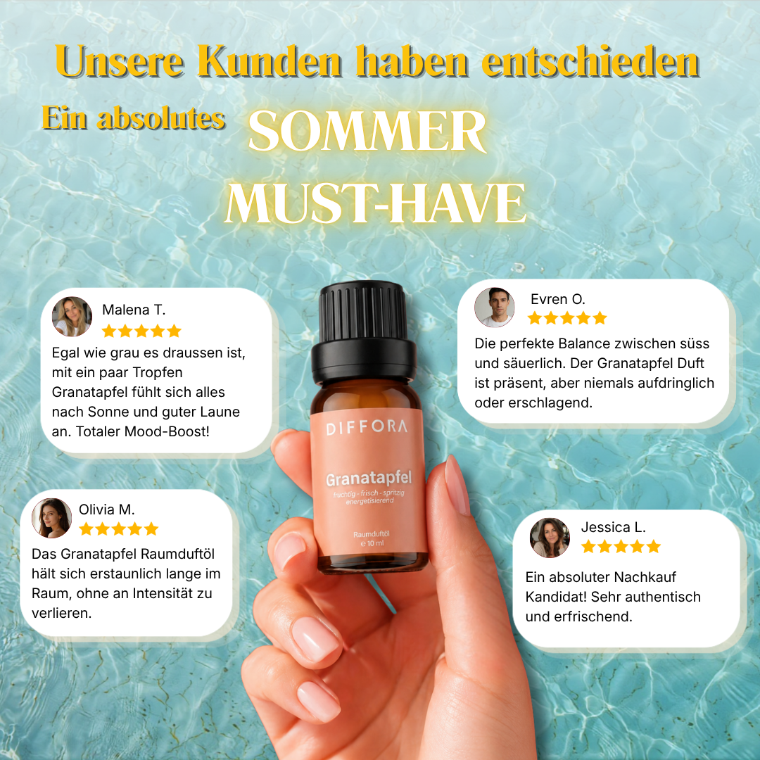 Testimonial-Bild für Raumduftöl "Vitality-Glow" von ꓓꓲꓝꓝꓳꓣꓥ™ mit einer Person, die den Duft genießt.