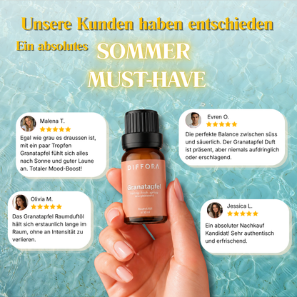Testimonial-Bild für Raumduftöl "Vitality-Glow" von ꓓꓲꓝꓝꓳꓣꓥ™ mit einer Person, die den Duft genießt.